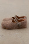 SWAYING Fall/Winter 2025 Collection: Cashmere-trimmed leather flat shoes SW-SW25AW4P06C2S36-TUO (Camel)